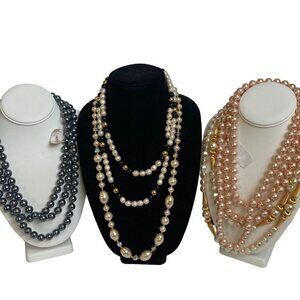 Louis Dell Olio Imitation Pearl Necklaces Lot of 5 Pink Gray Baroque Long Signed